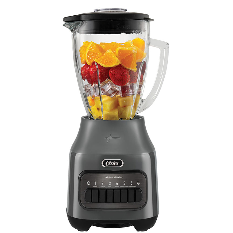 Oster® Licuadora, 6 velocidades más Pulso, Vaso de Vidrio, 1.5 Lt, 800 W, Gris 1