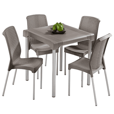 Combo Shia: Mesa + 4 Sillas Mocca sin Brazo / Rimax