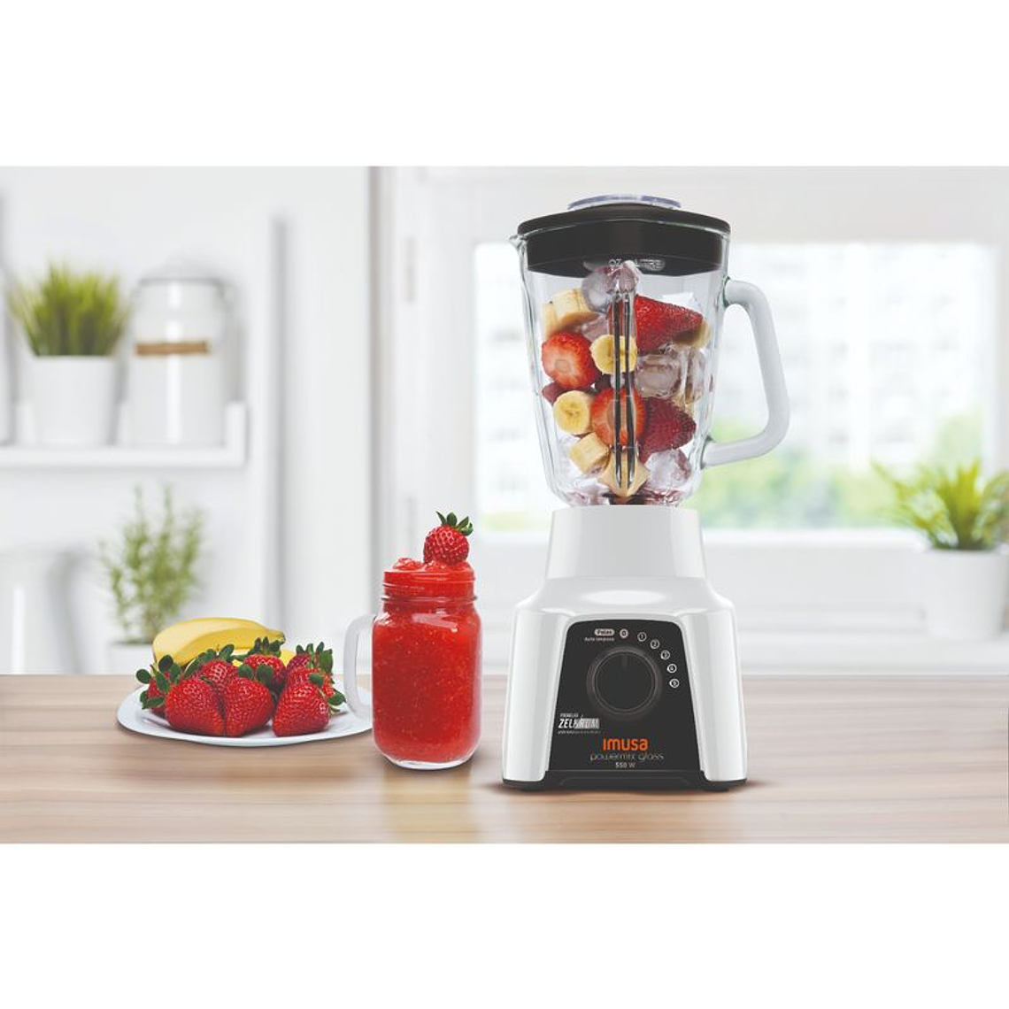 Licuadora IMUSA Powermix Glass 5V Blanca 4
