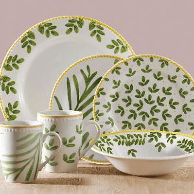 Vajilla Corona Salvia 4 puestos 16 piezas