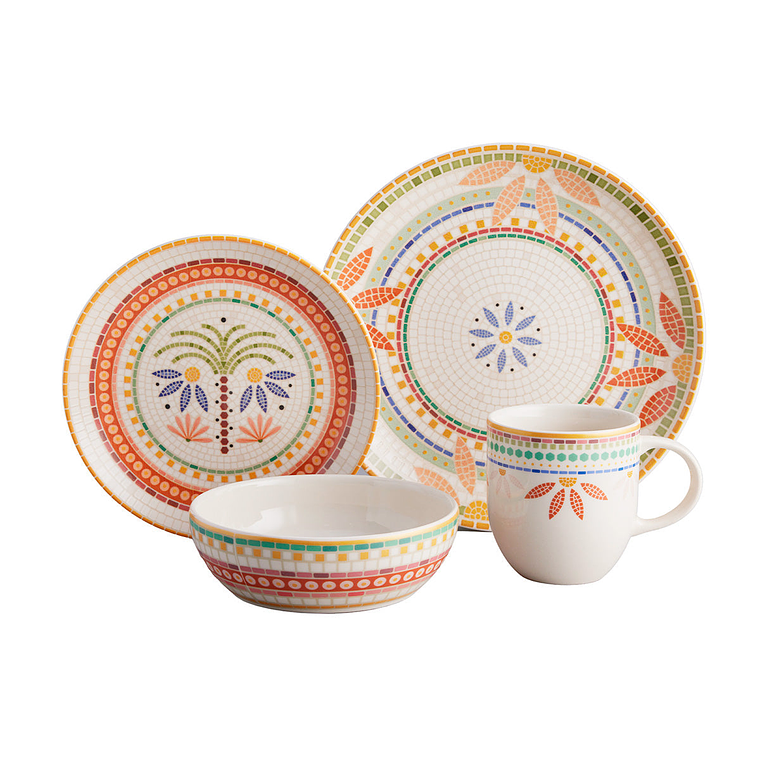 Vajilla Corona Fiore 4 Puestos 16 Piezas 1