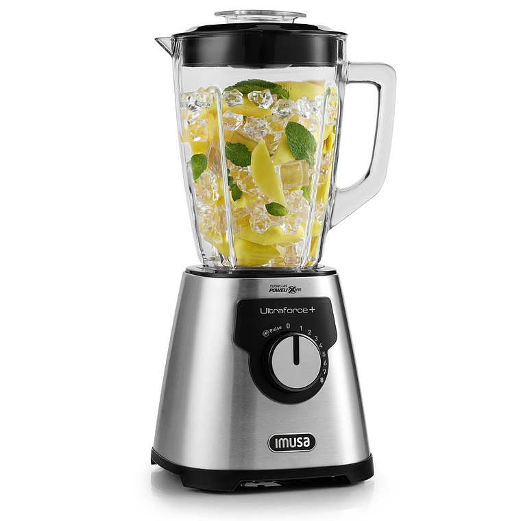 Licuadora IMUSA Ultraforce + 8V, 1000W, Vidrio, 2.2L, Acero inoxidable 6