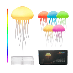 Lámpara de medusa, luz nocturna LED, recargable tipo C, lámpara de mesa  con sensor táctil para dormitorio (colgante + base)