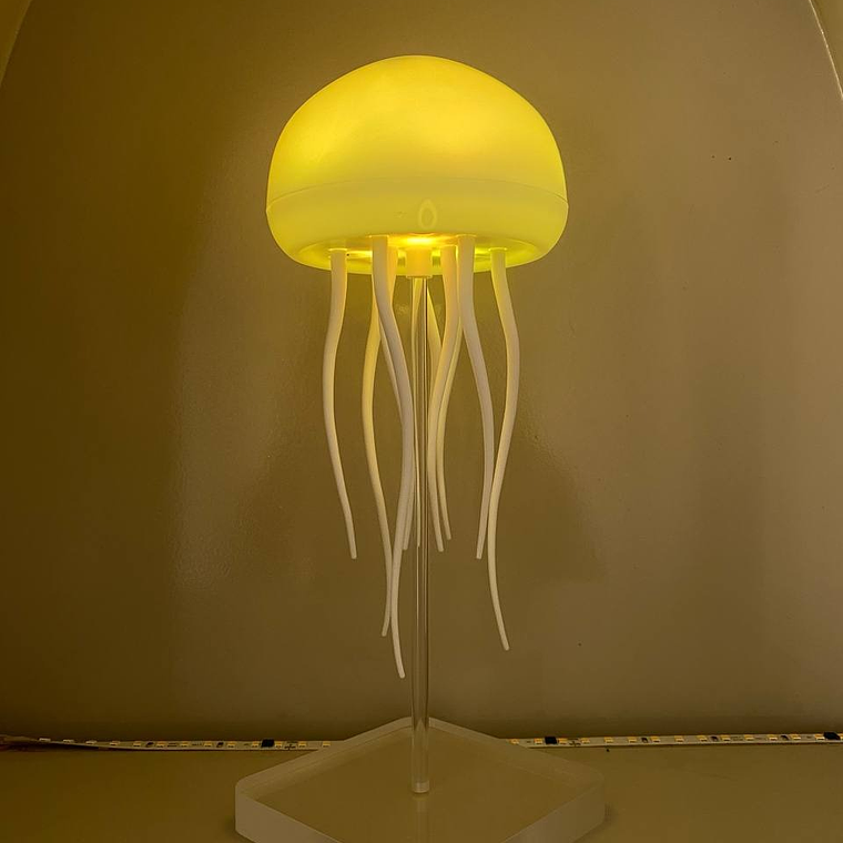 Lámpara de medusa, luz nocturna LED, recargable tipo C, lámpara de mesa  con sensor táctil para dormitorio (colgante + base) 5