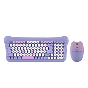 Combo Teclado Mouse Inalámbricos con Receptor USB Diseño Gato