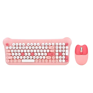 Combo Teclado Mouse Inalámbricos con Receptor USB Diseño Gato