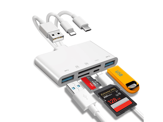 Lector de Memoria 7en1 iPhone/USB C/USB , 4 en 1 SD/TF/MS/USB 1