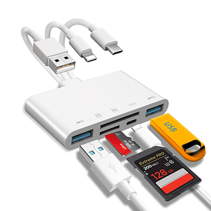 Lector de Memoria 7en1 iPhone/USB C/USB , 4 en 1 SD/TF/MS/USB