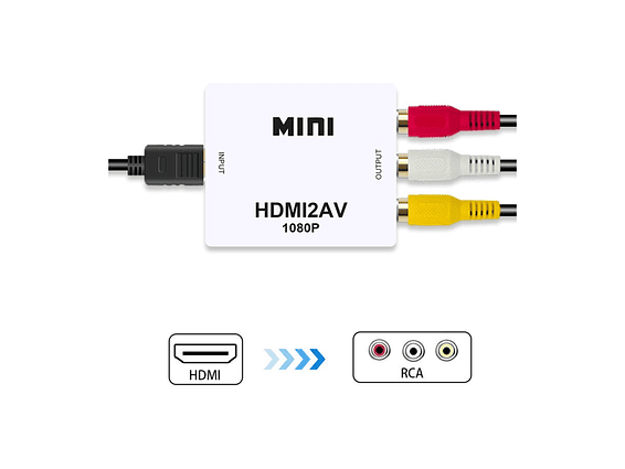 Convertidor HDMI a RCA AV 1080p HD PAL/NTSC 1