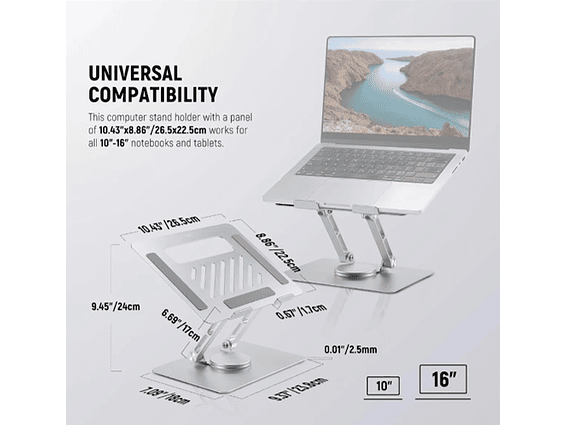 Base Para Portátil 360 - Soporte De Aluminio Con Rotación 360º 2