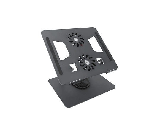 Base Portátil Plegable Metálica Con 2 Ventiladores Gira 360° Negro 1