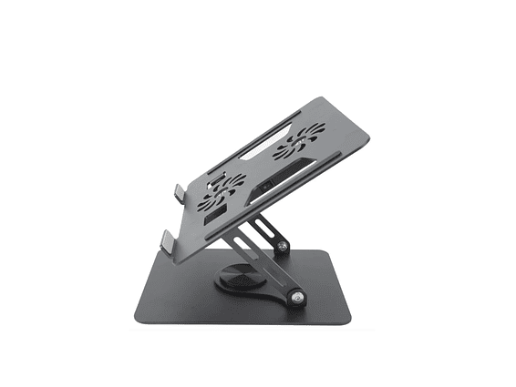 Base Portátil Plegable Metálica Con 2 Ventiladores Gira 360° Negro 2