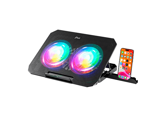 Base Refrigerante J&R Hold 2 Ventiladores RGB+ Soporte para celular 1