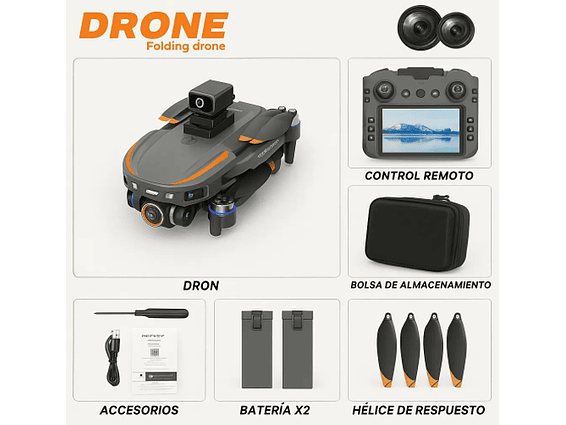 Drone Plegable Y Control Con Pantalla GPS 3