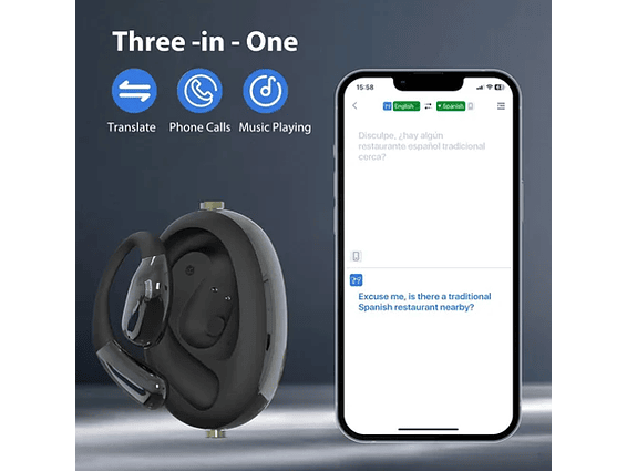 Audífonos Inalámbricos Traductor Idiomas BT Negro A60 (Tm) (Ap) 3