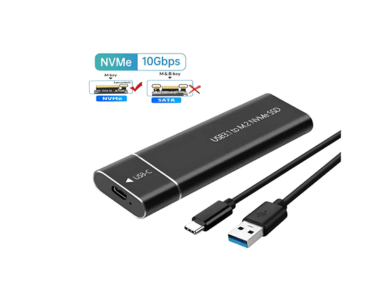 Caja Disco Duro M.2 Pcie Nvme Ssd Usb Tipo C 3.1 | Metálica Negro 1