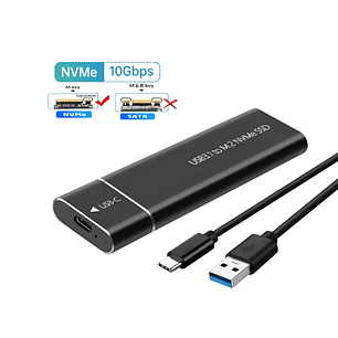 Caja Disco Duro M.2 Pcie Nvme Ssd Usb Tipo C 3.1 | Metálica Negro