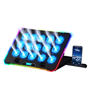 Base Refrigerante Portátil Para Laptop Computador Gamer Rgb Con 15 Ventiladores Soporte Mesa