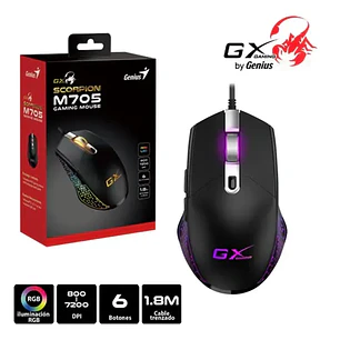 Mouse GX SCORPION 7200dpi 6 Botones RGB
