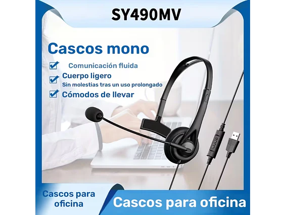 Auricular monoaural  Jack 3.5 Microfono USB  SY490MV 1