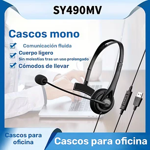 Auricular monoaural  Jack 3.5 Microfono USB  SY490MV