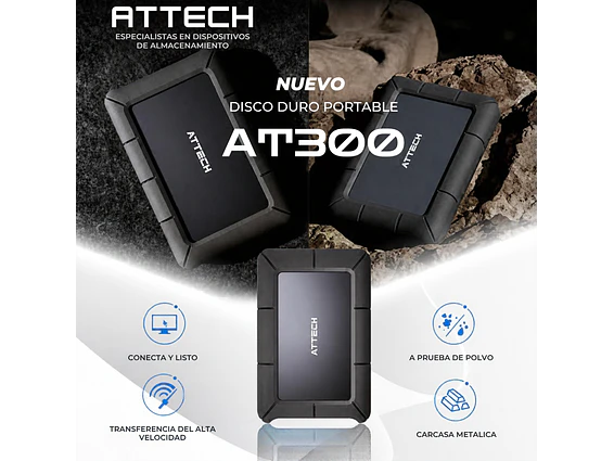 Disco portable mecánico ATTECH AT300 1TB 2