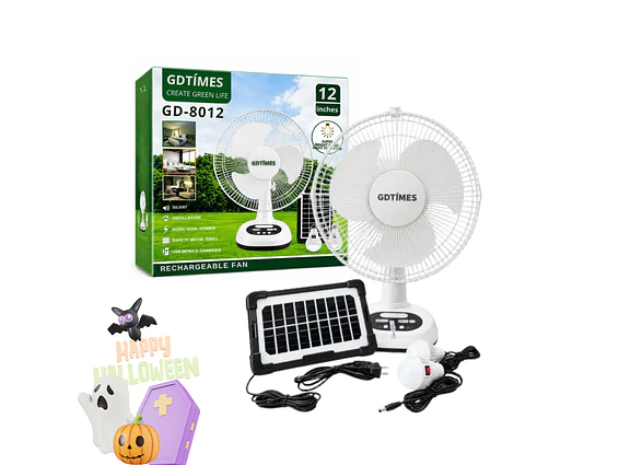 Ventilador Solar GD-8012 de 12″ con Panel y LED 1
