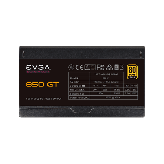 Fuente de Poder EVGA SuperNOVA 850 GT, 80 Plus Gold 850W, Full Modular, 220-GT-0850-Y1