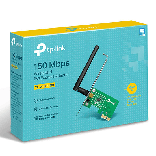 Adaptador WiFi Tp-Link TL-WN781ND, 2.4Ghz, Pci-e, 150MB, 1 Ant, 781ND