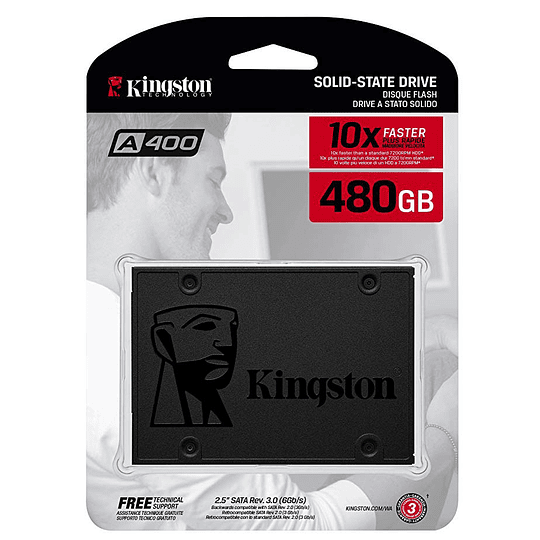 Disco Solido SSD Kingston SSDNow A400 480GB, Sata III, 2.5