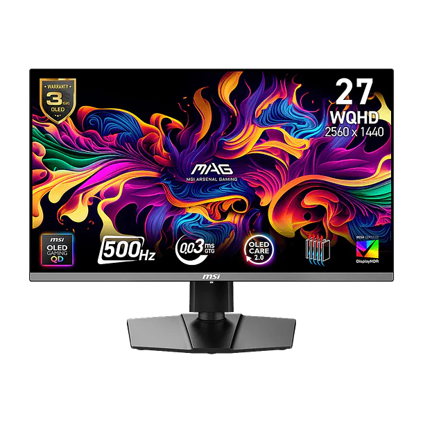 Monitor Gamer MSI MAG 27 2K WQHD 2560x1440, QD OLED, 240hz/0,03ms, 1xDP+2xHDMI, Type-C, 272QP 2
