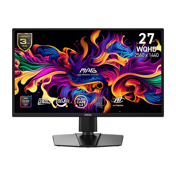 Monitor Gamer MSI MAG 27 2K WQHD 2560x1440, QD OLED, 240hz/0,03ms, 1xDP+2xHDMI, Type-C, 272QP 2