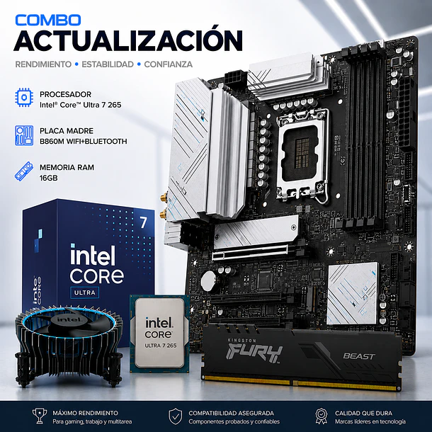 Combo Actualizacion PC Intel Core Ultra 7 265 20-core + Placa B860 WIFI + Ram 16GB DDR5 