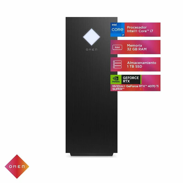 PC Gamer HP OMEN Intel i7 14700KF, 32GB DDR5, SSD 1TB + HDD 2TB, RTX 4070 Ti Super 16GB, W11 Home, GT15-2002la 1