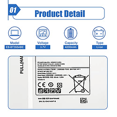 Batería Compatible para Samsung Galaxy TAB A 8" SM-T350 T355C Tab5 P350 EB-BT355ABC EB-BT355ABA