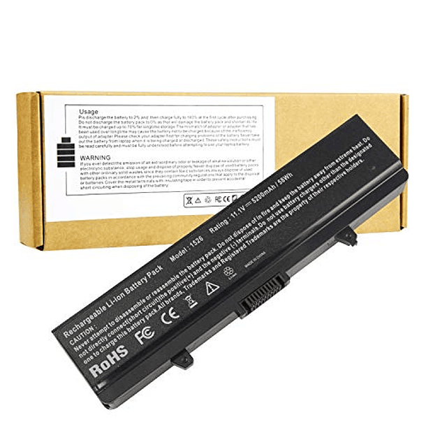 Batería de Repuesto para Portátil Dell 1526/1545/1546 Series - Reemplazo X409g/Rn873/Gp952/M911g/Wk379/X284g/Xr693 Series [Li-ion 6 Celdas 5200mAh/58WH] 1