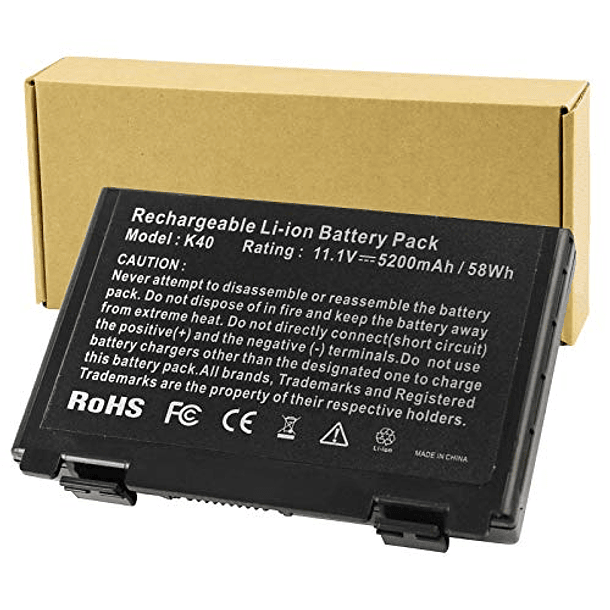 Batería para Portátil Futurebatt de 6 Celdas Compatible con ASUS K61IC K60IJ K50IJ K50I K60I A32-F82 A32-F52 X8D X8B 1