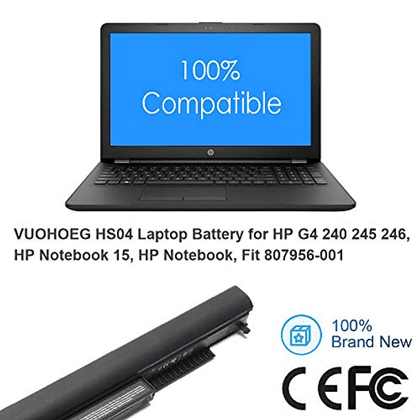 Batería de Repuesto para Portátil HP 240 245 246 250 256 G4, HP Notebook 14 15, HSTNN-LB6U, HSTNN-PB6S, 807956-001 HS04 HS03, 807612-831, 807611-141, N2L85AA, 807611-421, 807611-CL, 131. 4