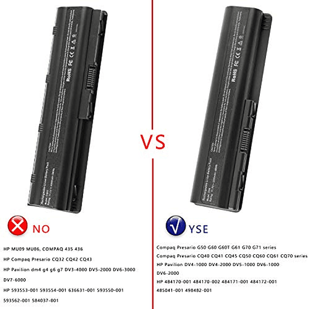 Batería de Ion de Litio Compatible con HP/Compaq Pavilion DV6-2155DX dv4-1540us [6 Celdas 11,1V 5200mAh] 5
