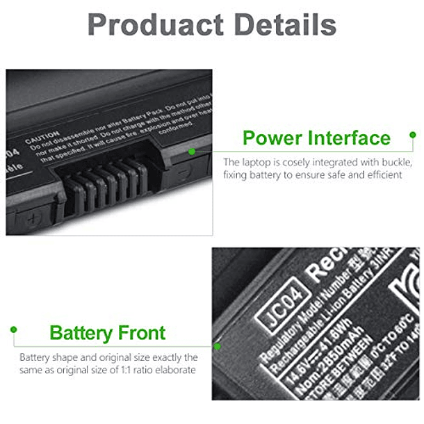 Batería Compatible con HP Pavilion 15-BS, 15-BW, 17-BS, 17-BS049DX, 17-BS011DX, 15-BS015DX, 15-BS212WM, HSTNN-BS-DB8 - 14.6V 41.6Wh JC04 JC03 4