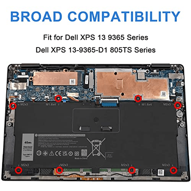 Batería ASUNCELL 46Wh NNF1C para Dell XPS 13 9365 Series (2 en 1 2017) 13-9365-D1605TS, 13-9365-D4605TS y 13-9365-D3605TS, 7.6V 4 celdas 2