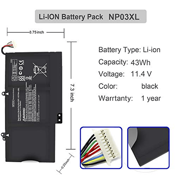 Batería NP03XL para HP Pavilion X360 13-A010DX, 13-A012DX, 13-A013CL, 13-A110DX, Envy X360 15-U011DX, 15-U010DX, 15-U110DX, 15T-U100, 15-U111DX y 15-4U43VCL de Angwel 2