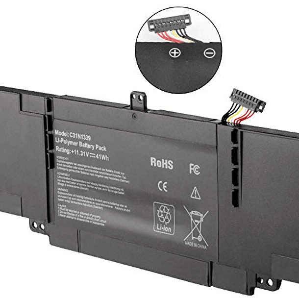 Batería ASUNCELL 41Wh C31N1339 para ASUS ZenBook UX303, Q302 y TP300 Series, 11,31V 6 celdas 2