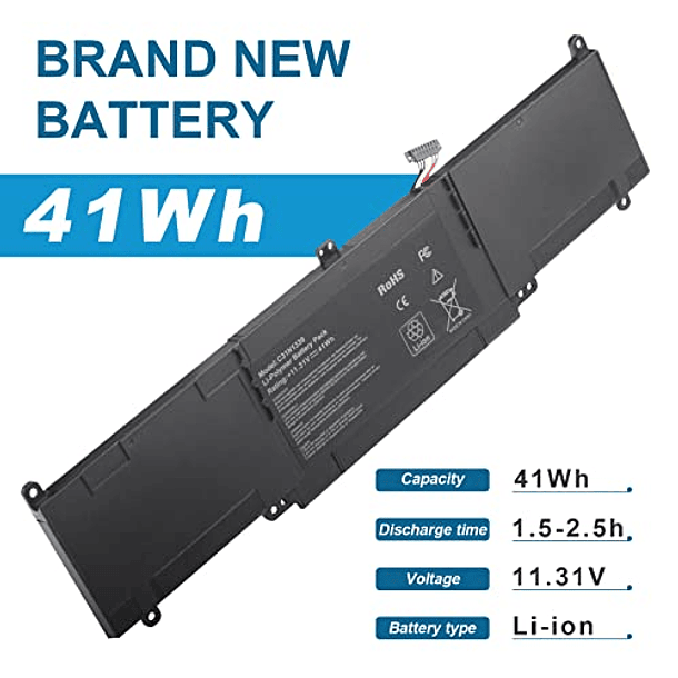 Batería ASUNCELL 41Wh C31N1339 para ASUS ZenBook UX303, Q302 y TP300 Series, 11,31V 6 celdas 3