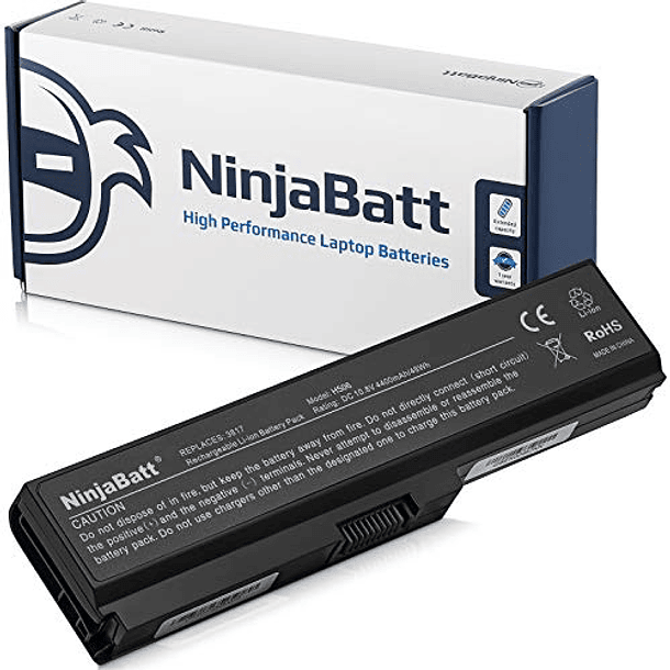 Batería NinjaBatt para Toshiba A665 PA3817U-1BRS L755 C655 C655D P775 L655 PA3818U-1BRS PABAS228 L675 C650 L770 A665-S6086 A665-S6050 C660 A665-S6094 - Alto Rendimiento de 6 Celdas/4400 mAh/48 Wh 1