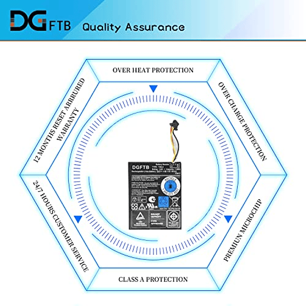 Batería de Repuesto para Portátil DGTEC T40JJ Compatible con DELL PERC H710, H810, PowerEdge M620, R820, R320, R520, R620 (3.7V, 1.8Wh) 6