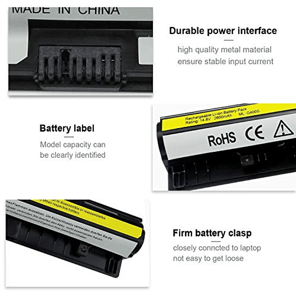 Batería de Repuesto Compatible con Portátiles Lenovo G50-80, G50-45, G50-70, Z40, Z50, Z70, G400S, G405S, G500S, G505S, G510S, S410P, S510P Touch, Z710 y L12S4A02, L12L4A02, L12S4Z01, L12S4L01 4