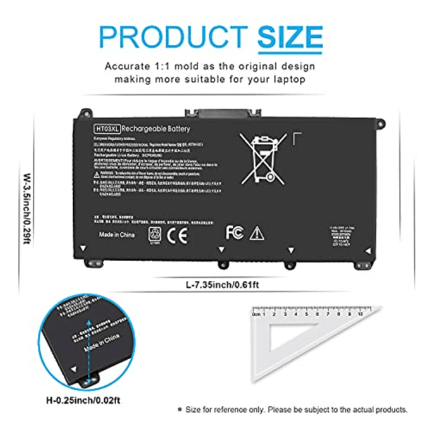 Batería Compatible con HP Pavilion 15-cs0xxx 15-da0xxx 15-CW 15-CR 15-DB 17-by 14-DK 14-CF Serie 15-cs1065cl 15-da0014dx 15-da012dx 15-db0011dx 17-by0053cl 14-dk1013dx HSTNN-UB7J HSTNN-DB8R (HT03XL L1 2