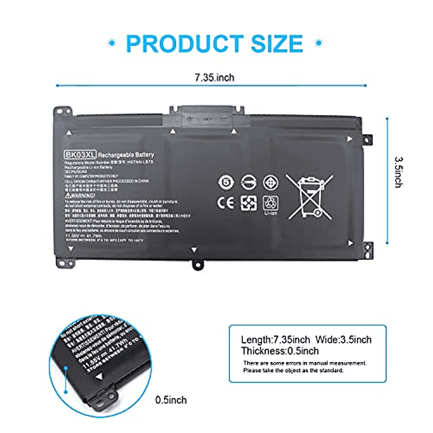 Batería Reemplazo para HP Pavilion X360 Cabrio (BK03XL 916811-855 14-ba125cl) 3