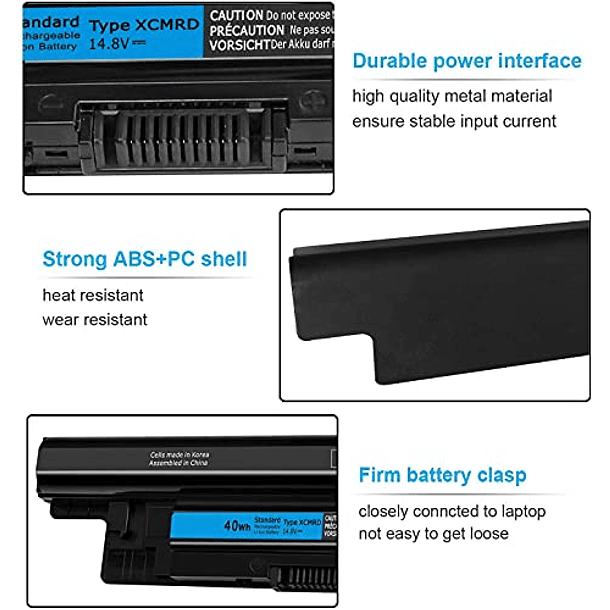 Batería XCMRD de 40Wh 14.8V para Dell Inspiron 15 3000 Series 14 3421 3442 3443 15 3521 3537 3531 3542 3543 3541 3878 15R 5521 5537 17 3721 3737 17R 5737 5721 y Latitud 3